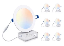 Cloudy Bay 6 inch 3000K/ 4000K/ 5000K Three Color Temperature Selectable, Dimmab