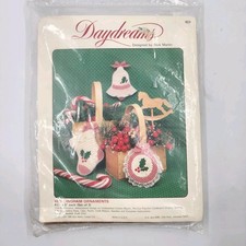 Daydreams Red Gingham Ornaments Embroidery Kit Bell Holly Stocking New