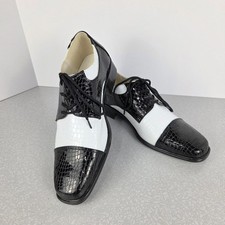 Funtasma Mens 50's Black White Oxford Gangster Halloween Shoes M 10-11 Disco