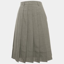 Prada Grey Wool Pleated Midi Skirt XS