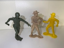 Lot of 3 Vintage 1964 Louis Marx 6" Large Cowboy Figures and Army