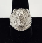 Vintage Sterling Silver Native Buffalo Bison Tatonka Head Ring Size 10 - 11.8g
