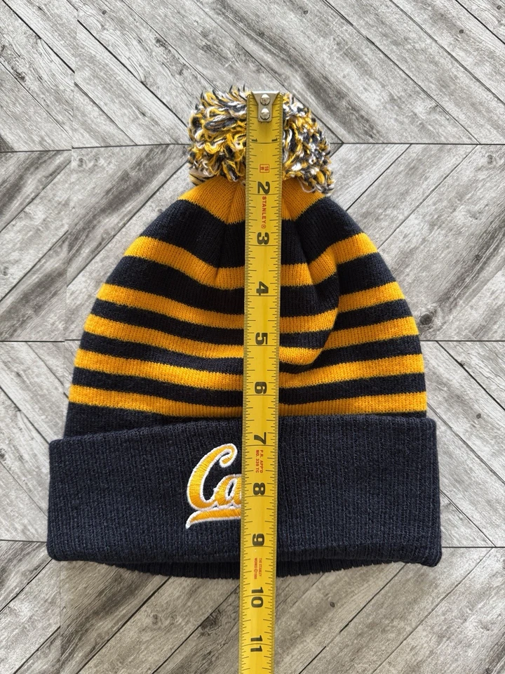 Chapéu gorro Cal Bears futebol NCAA College Pom Pom azul listrado ao ar livre elástico - Imagem 3 de 4
