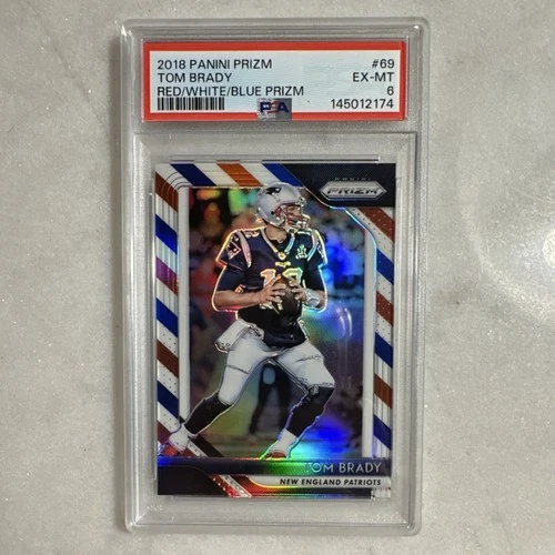 2018 Panini Prizm Tom Brady #69 Red White & Blue Prizm PSA 6 Football