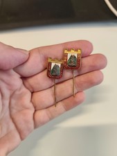pair of Bulgarian gilded enamel pins Shipka