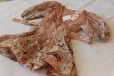 Zimmermann Dancer Puff Sleeve Mini Dress Silk Linen Blush Floral UK 6
