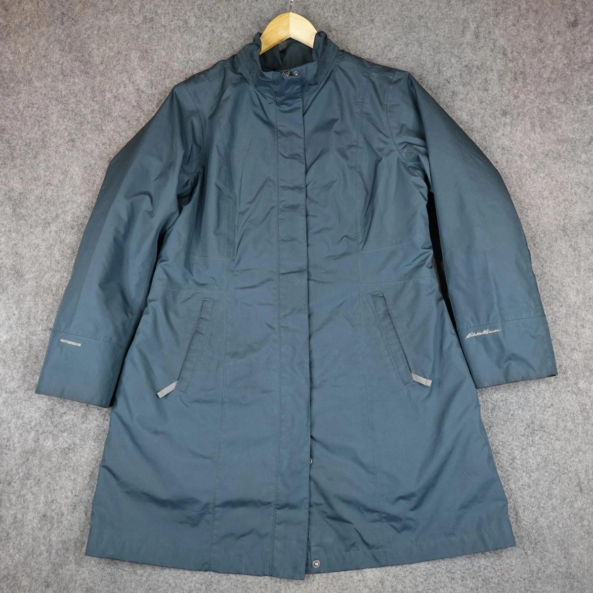 Veste Eddie Bauer WeatherEdge Femme – Gris, Capuche, Taille S, Nylon, Occasion Très Bon état