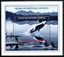 Romania 1992, Mi#4843=Bl 278, Sc#3789, wild animals, whale, orca, MNH!