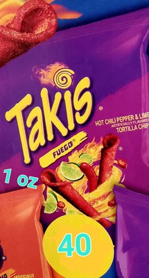 Takis Fuego Rolled Tortilla Chips, 1 oz., 40 Packs,bulk Packaging 