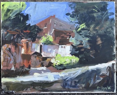 Plein Air Surrealism Landscape City Original Painting On Canvas 16x20 Signed