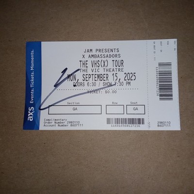 X AMBASSADORS Sam Hand Signed Autographed Chicago 9/15/25 2025 Concert Ticket
