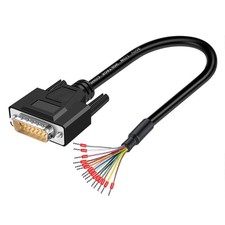 DB15 Male Solderless Breakout Connector 5Ft Cable RS232 Serial Port Adapter