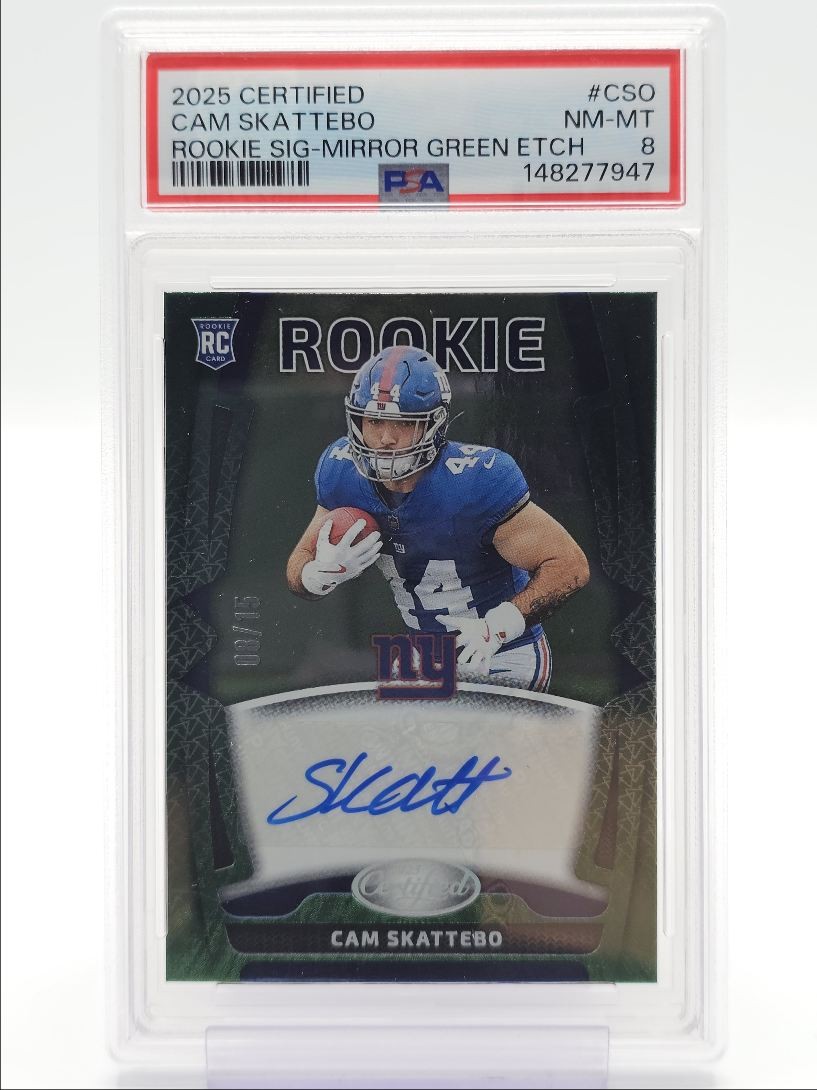 Cam Skattebo Panini Certified Rookie Signatures #CSO Mirror Green Etch