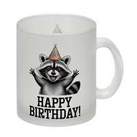 Cartoon-WaschbäR Happy Birthday! Glas Tasse