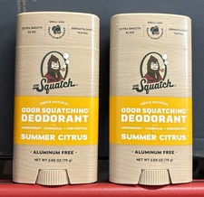 Dr. Squatch Men's Natural Deodorant, Summer Citrus - 2 PACK
