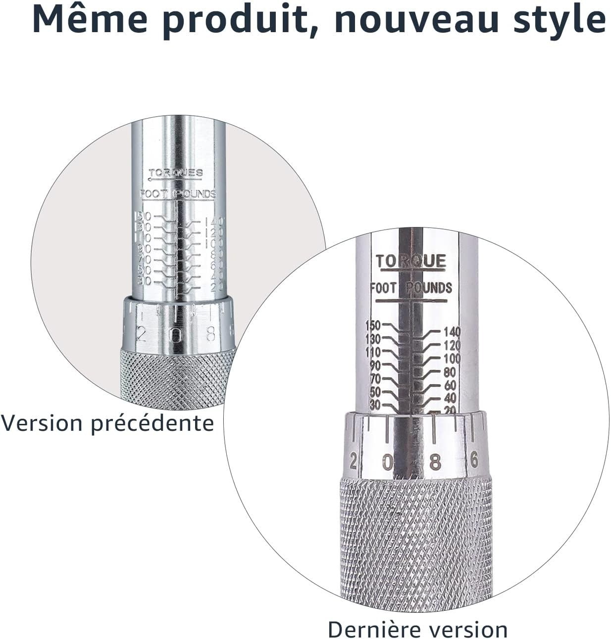 Clé dynamométrique 1/2 haute précision avec déclic et double échelle Nm