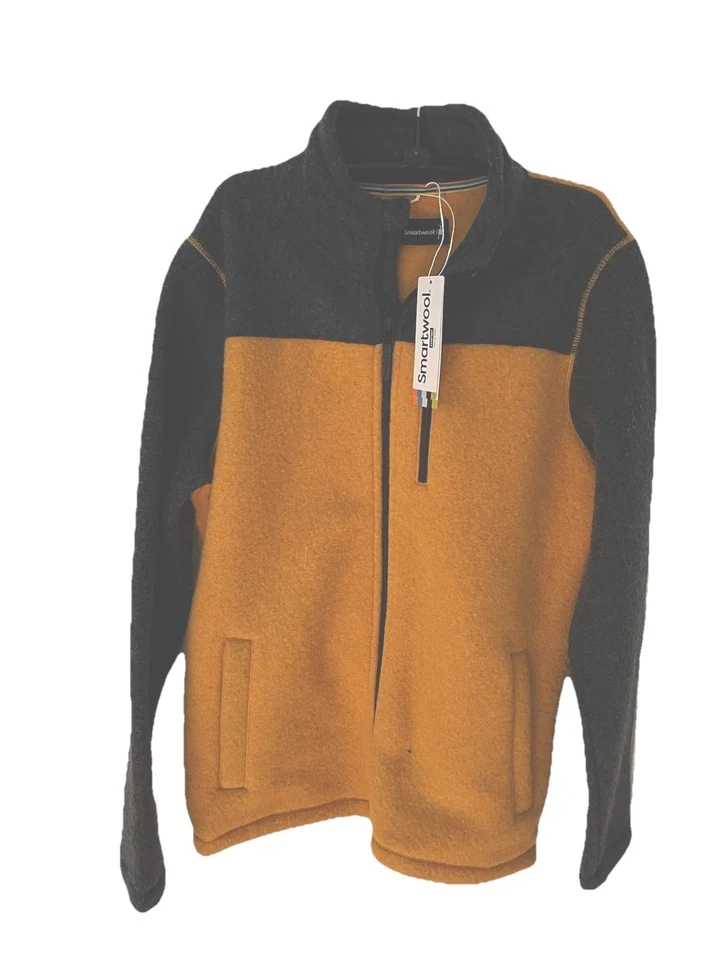 Smartwool Hudson Trail Full Zip Fleece Jacket Charcoal Honey Gold Men’s Sz M NWT - Image 2 of 4