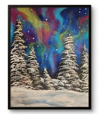 Aurora Whispers Northern Lights Painting | Original 16x20 Winter  Art Acrylic