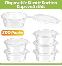 Didaey 300 Pcs 2 oz Plastic Dressing Containers Clear Portion 