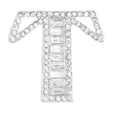 Letter Brooch Pins, Initial Letter T Rhinestone Broaches, Silver Tone