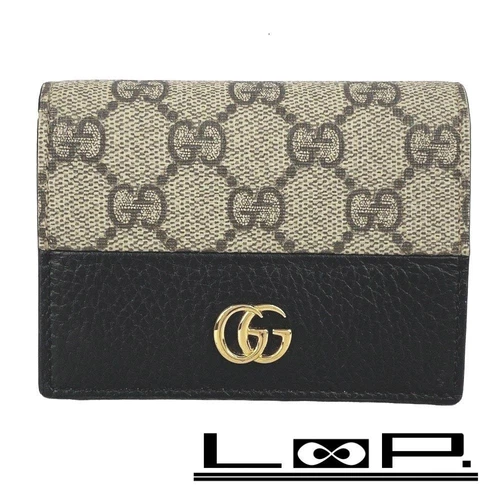 Portefeuille Gucci d'occasion GG Marmont x GG Supreme PVC x cuir authentique Japon
