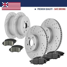 Front Rear Drilled Slotted Rotors Brake Pads for Subaru Forester Impreza Legacy