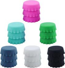 18-Pack Reusable Silicone Bottle Caps for Soft Drinks, Wine, and Beer