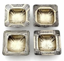 Gorham Square Open Salt Dishes Sterling Silver Lot of 4 1515L Gold Wash