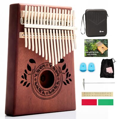 Key Kalimba Thumb Piano Kit, Brown, Mahogany Wood Hand Piano
