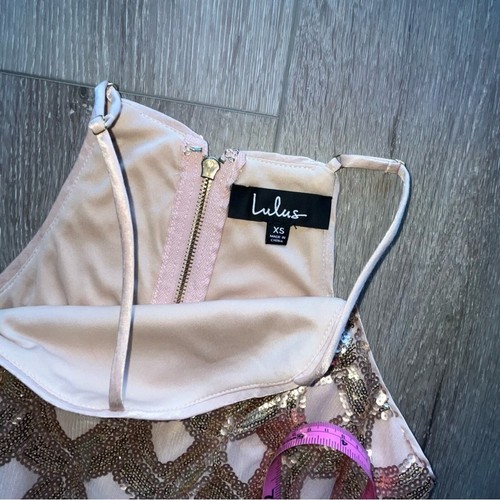 Lulus NWT Dancing Lights Rose Gold Sequin Skater Dress XS - Picture 11 of 11