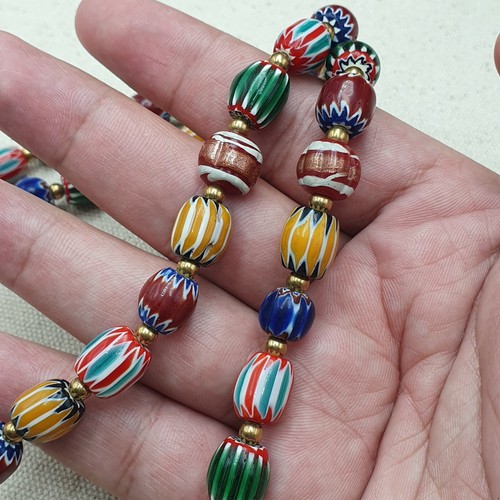 Venetian Style MultiColor Chevron Beaded Necklace - Picture 5 of 21