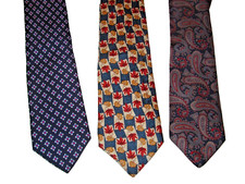 Lands' End Men's Silk Ties 3 , Handsewn in USA, Ages Unknown, pre-owned