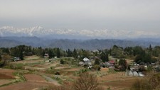 Landscape village rural mountains spring peaceful japan Custom Gaming Mat Desk
