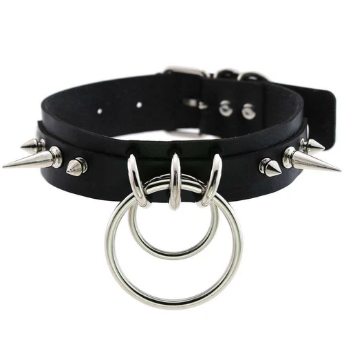 Women Pu Leather Choker Necklace O Ring Neck Collar Chain Gothic Punk Studded - Picture 34 of 49