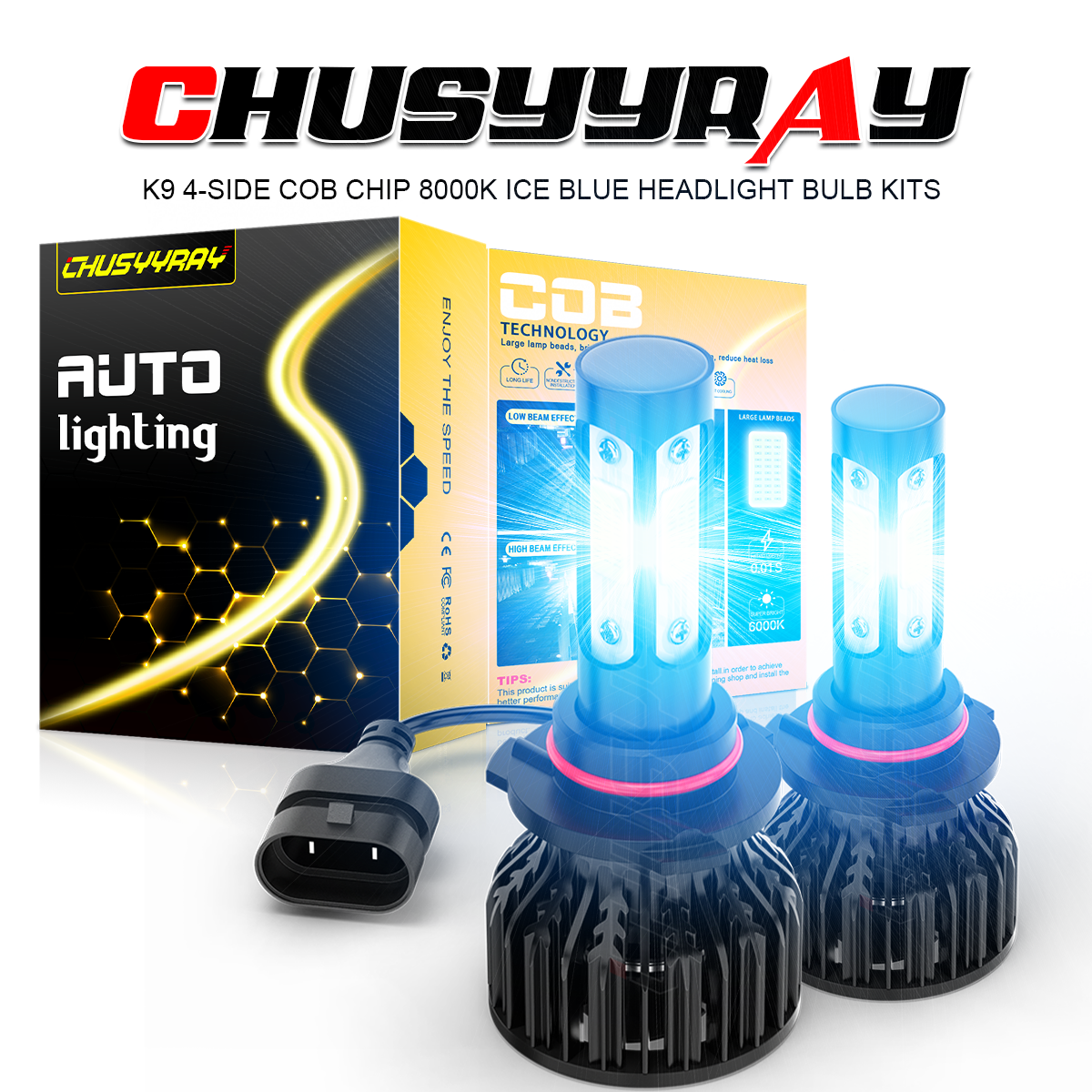 8000K blue LED Headlight Bulb for Ram 1500 2500 3500 w/Projector