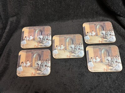 Vtg. 5 Ballet Ballerinas Coasters Dessous De Verres From Paris -Edgar Degas