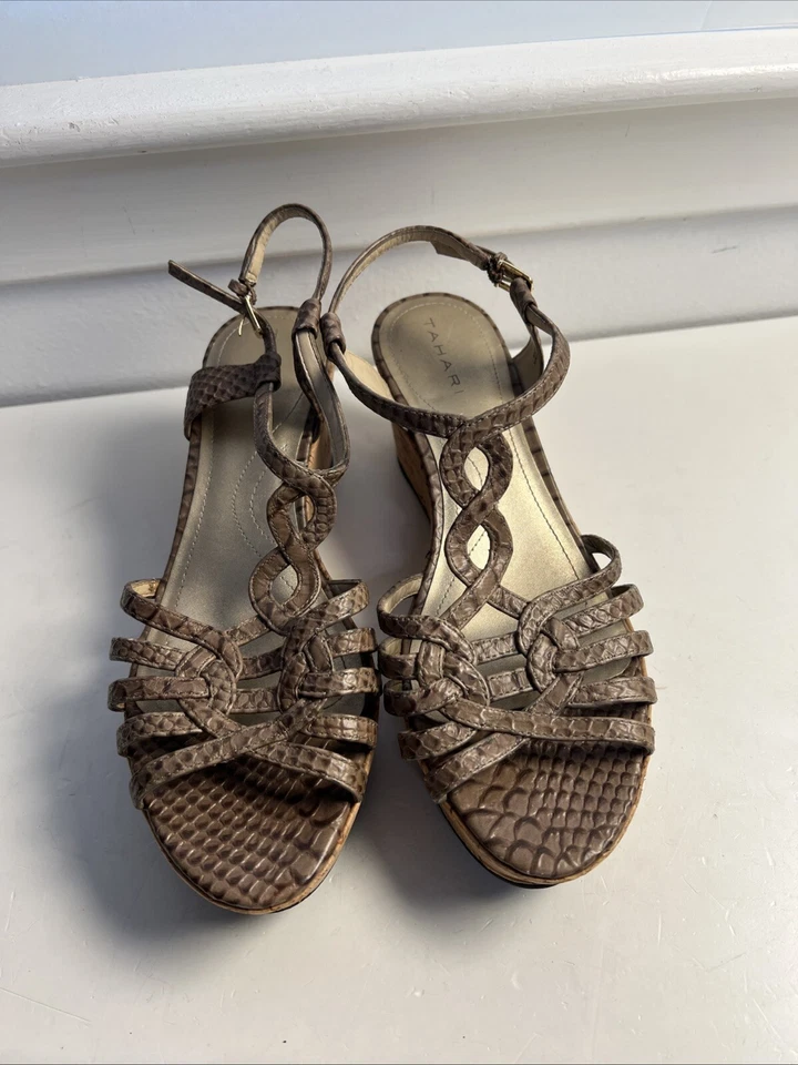 Tahari  Womens Star Cork Wedge Platform Sandal 7.5 M Shoes Open Toe - Image 4 of 4