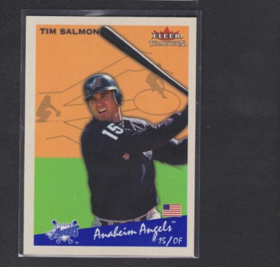 2002 FLEER TRADITION GLOSSY TIFFANY PARALLEL #323 TIM SALMON ANGELS SP #075/200