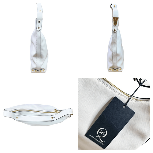 McQ x Alexander McQueen White Saffiano Leather Hobo Bag 14”x 12”x 5” Designer - Picture 8 of 15