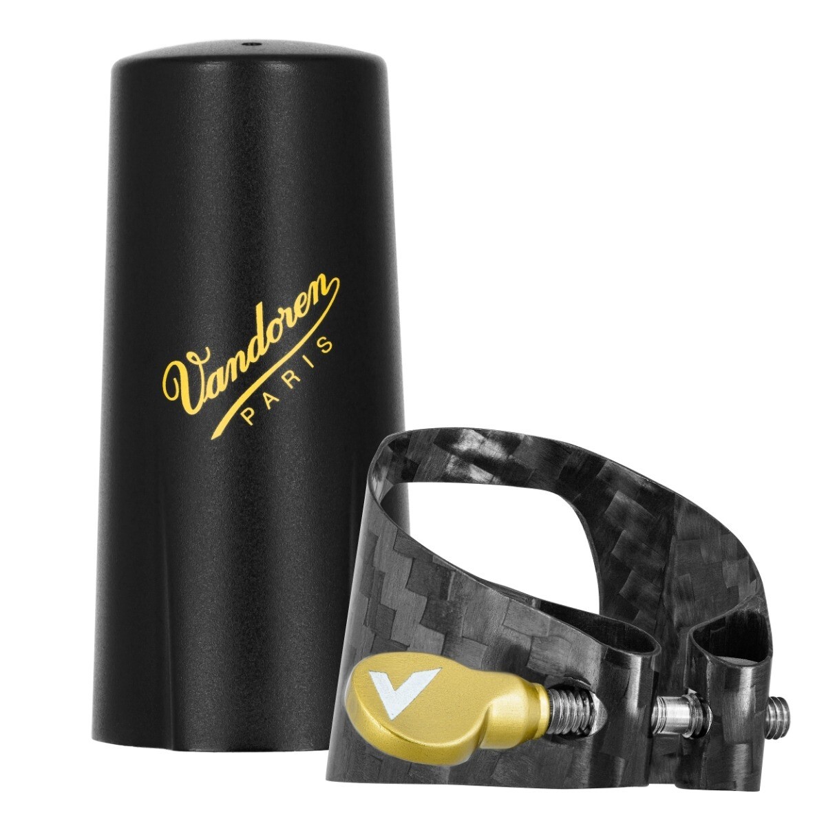 Vandoren Carbon Ligature Gold and Cap for Alto Sax/Saxophone, LC87GOP. D