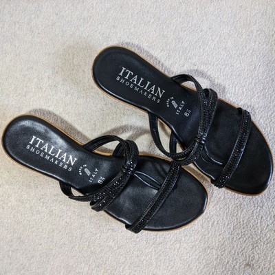 Italian Shoemakers Black Rhinestone Thong Sandal - Women's 8 1/2 | eBay