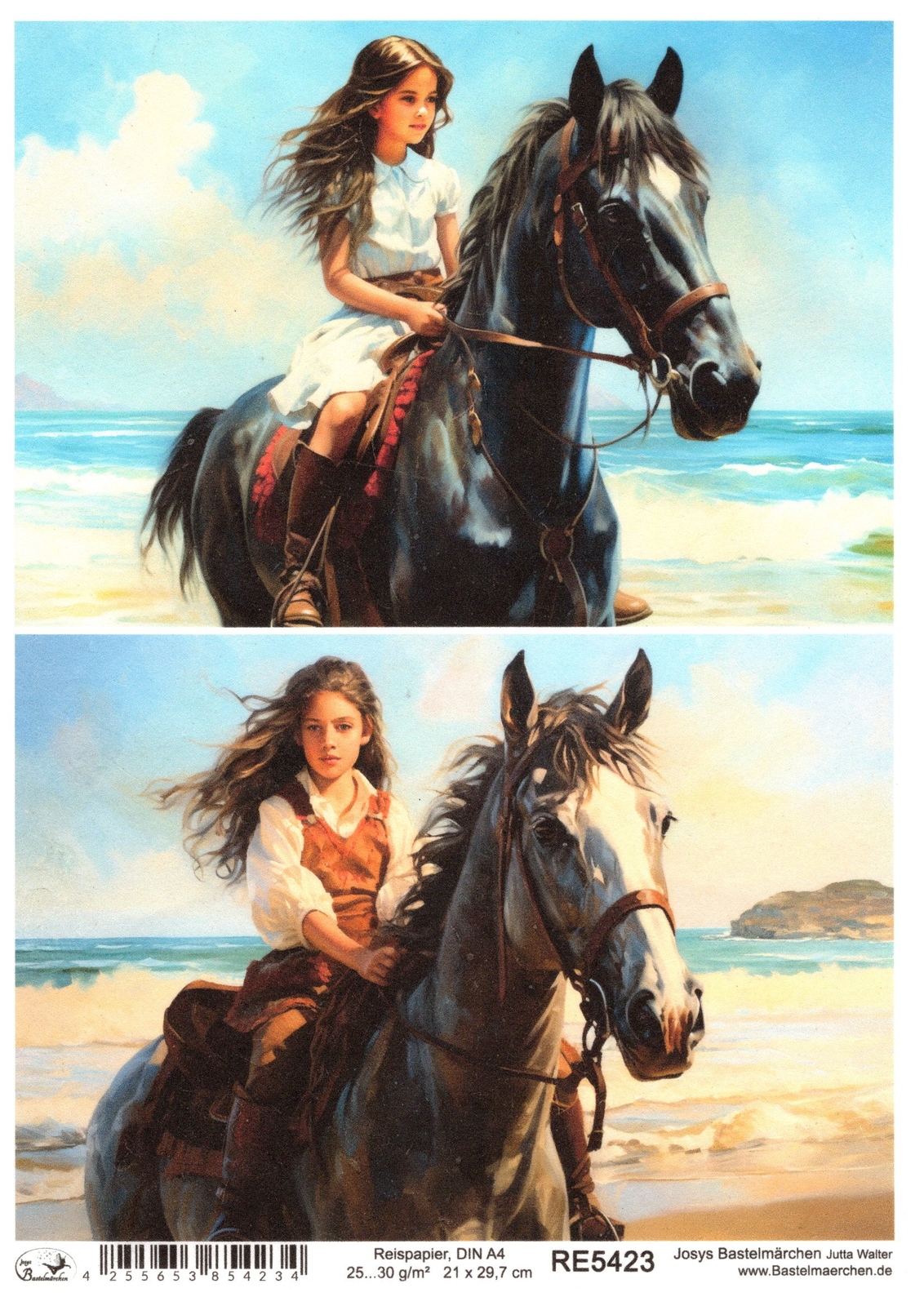 Reispapier Mit Schwarzem Pferd 29,2x40,6cm - Decoupage Papier Für Möbel & Kunst