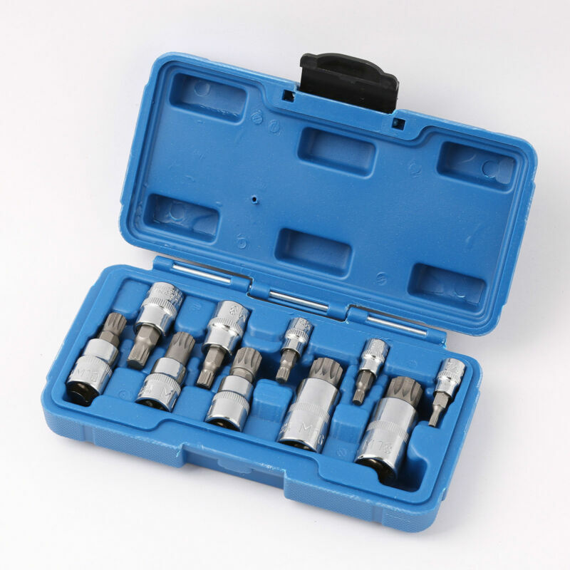 10pc XZN 12 Point MM Triple Square Spline Bit Socket Set Tamper Proof ...