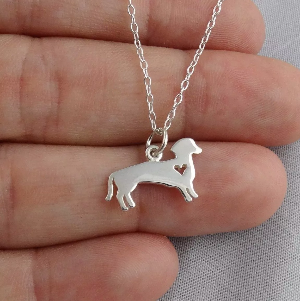 Sterling silver cheap dachshund necklace