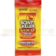 Wildlife Research Scent Killer Gold Unscented Dryer Sheets - 18ct. - 1280