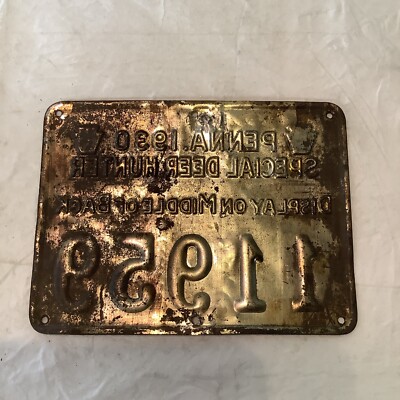 1930 Pennsylvania Special Deer Hunting Metal License 11959 | eBay