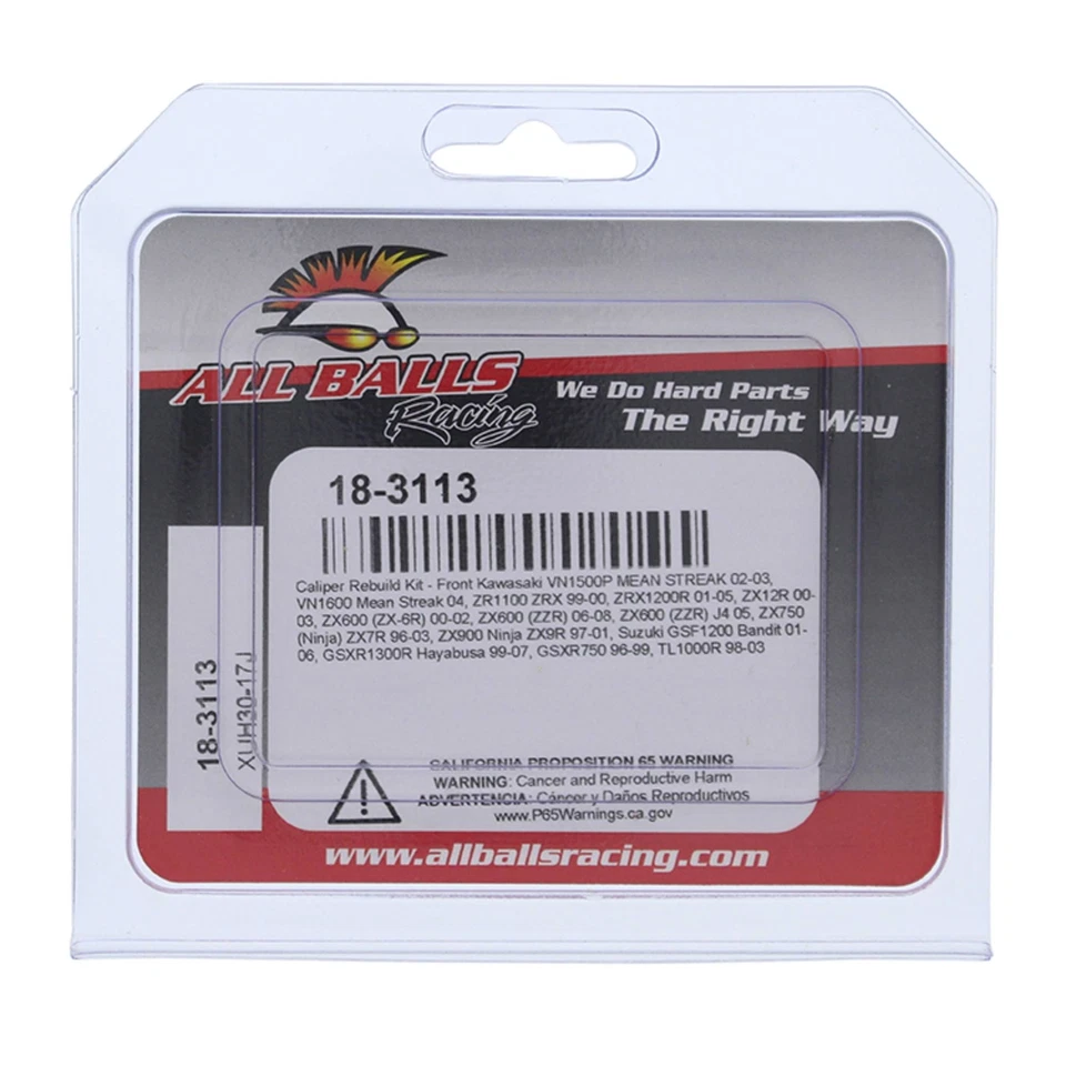 All Balls Front Caliper Rebuild Kit 18-3113 For Kawasaki ZX 12R Ninja 00-01 - Image 4 of 4