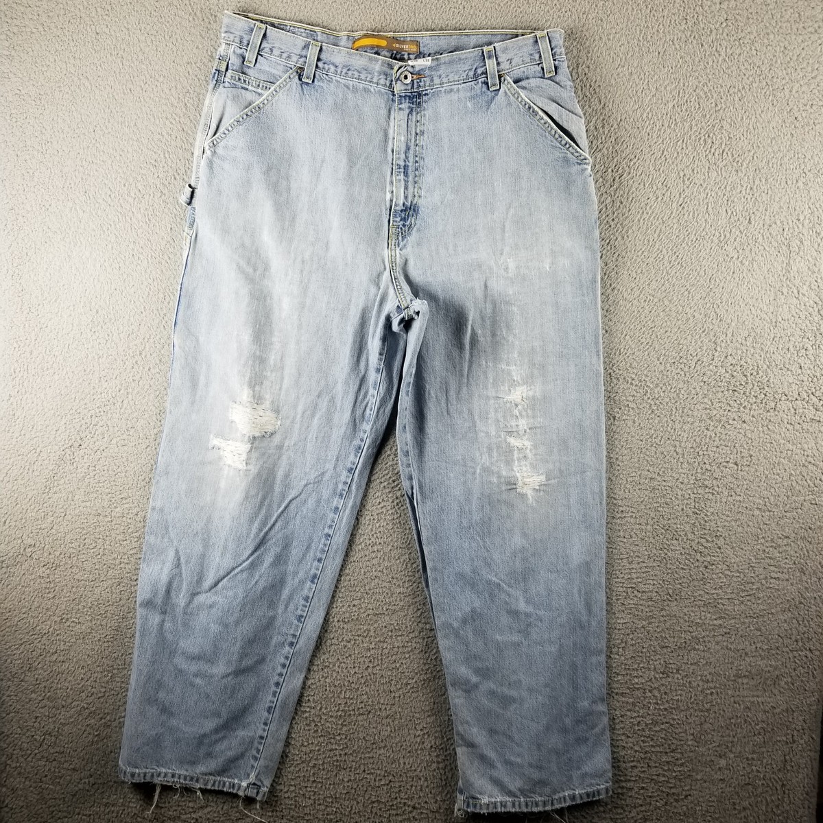 VTG Levis Silver Tab Blue Jeans 38x30 Trashed Baggy Wide Leg
