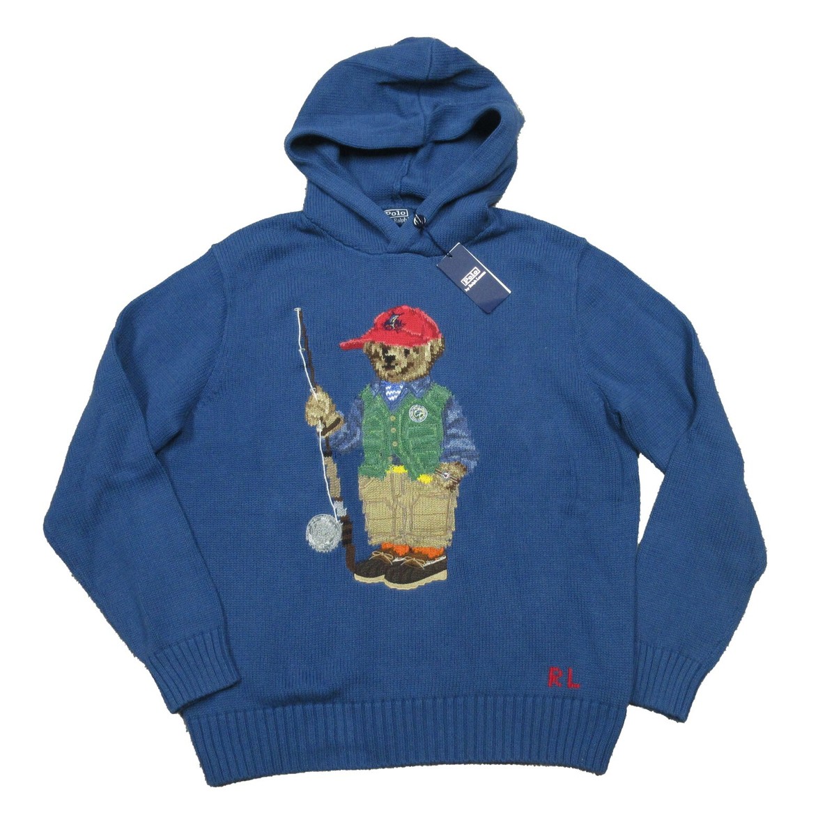 Polo Ralph Lauren Men's Old Royal Blue Polo Bear Graphic Ribbed Hooded  Sweater