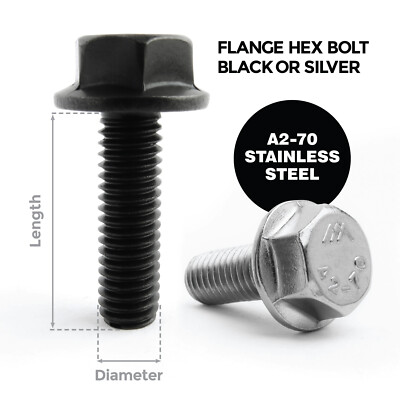 FLANSCH SECHSKANTSCHRAUBEN SCHWARZ ODER SILBER FLANSCH SECHSKANT A2 EDELSTAHL M5 M6 M8